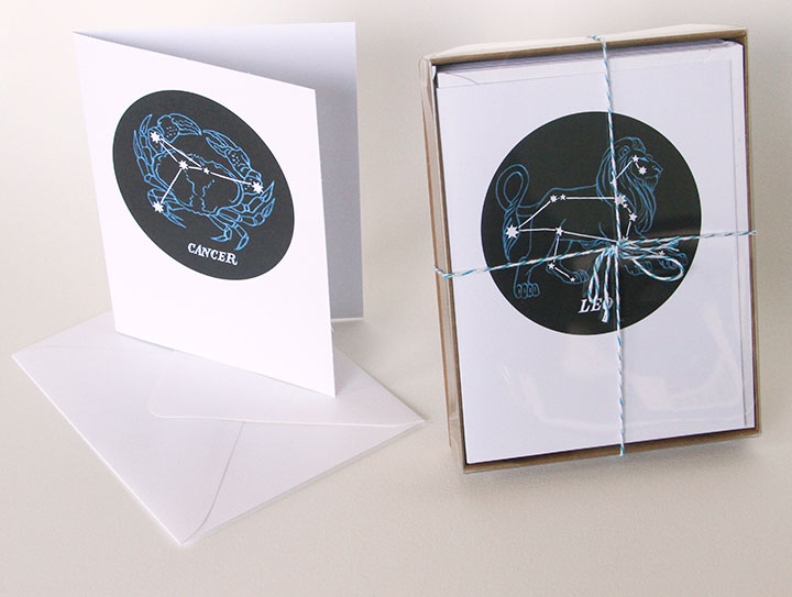 Constellations of the Zodiac greeting cards illustrated by Chandler O'Leary