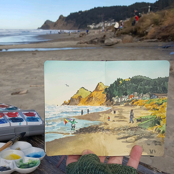 Lincoln City sketchbook illustration by Chandler O'Leary