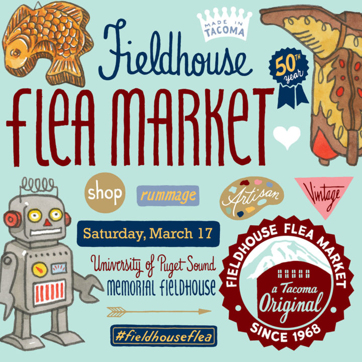 2018 UPS Flea Market poster illustrated and designed by Chandler O'Leary