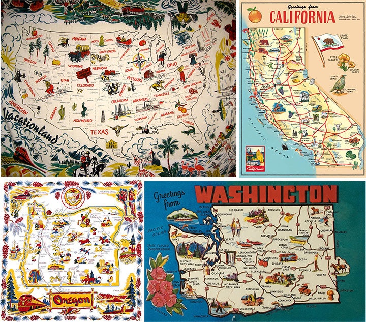 vintage souvenir maps