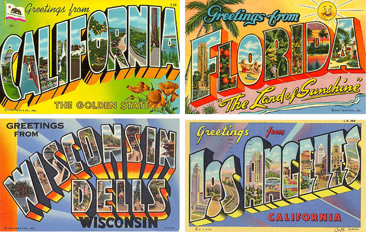 vintage travel postcards