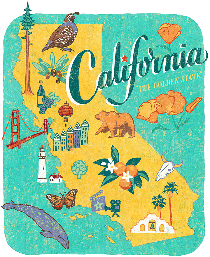 From the "50 States" series: California illustration by Chandler O'Leary