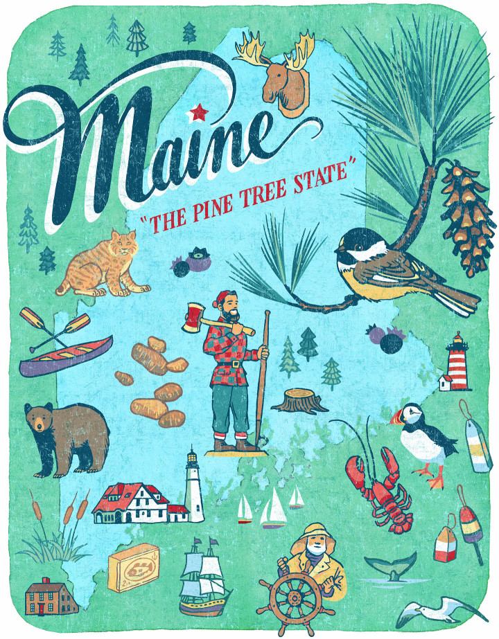 Maine illustration by Chandler O'Leary