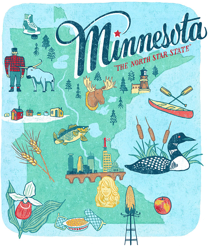 From the "50 States" series: Minnesota illustration by Chandler O'Leary
