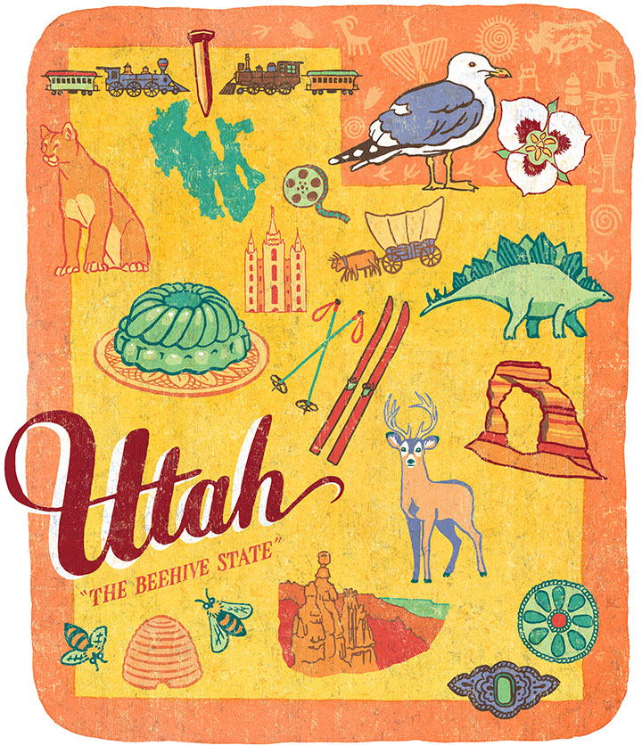 From the "50 States" series: Utah illustration by Chandler O'Leary