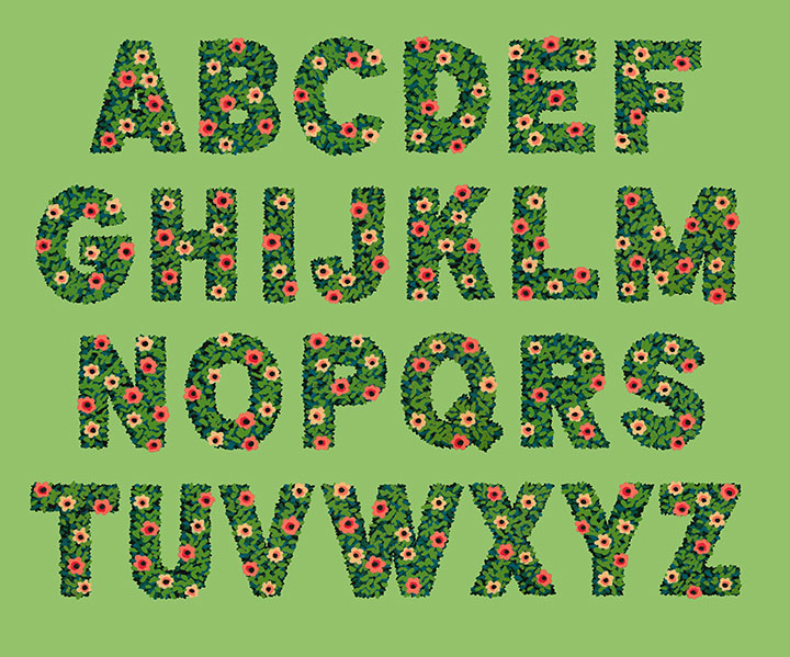 Hand-lettered "Hedge" alphabet by Chandler O'Leary