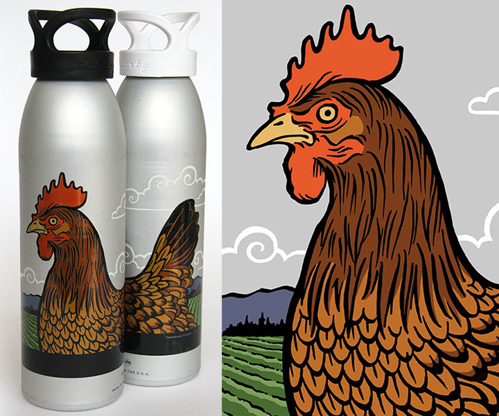 Liberty Bottle Works reusable water bottle illustrated by Chandler O'Leary