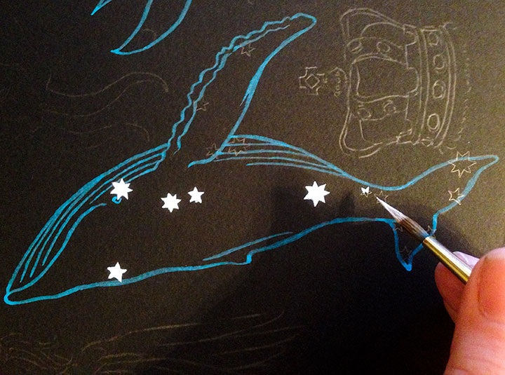Process photo of constellation pattern by Chandler O'Leary