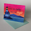 Lighthouse holiday card illustrated and hand-lettered by Chandler O'Leary