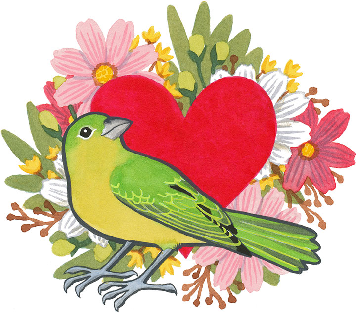 Illustration from the "Love Birds" series by Chandler O'Leary