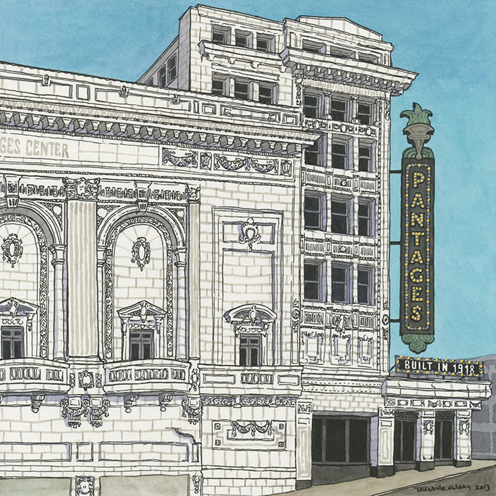 Pantages Theatre illustration by Chandler O'Leary