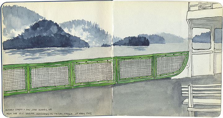 San Juan Islands ferry sketch by Chandler O'Leary