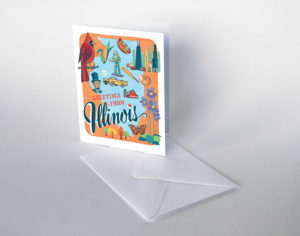 Illinois card from the 50 States series illustrated and hand-lettered by Chandler O'Leary