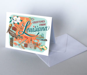 Louisiana card from the 50 States series illustrated and hand-lettered by Chandler O'Leary