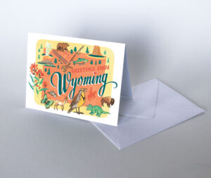 Wyoming card from the 50 States series illustrated and hand-lettered by Chandler O'Leary
