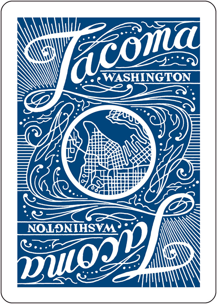Tacoma Playing Cards "blue deck" card back design by Chandler O'Leary