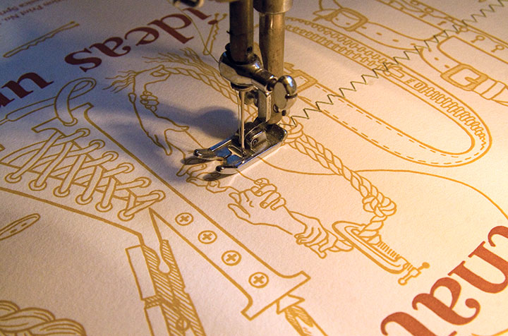 Process photo of "Ties that Bind" letterpress broadside by Chandler O'Leary and Jessica Spring