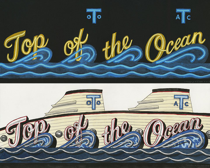 Vintage Top of the Ocean sign illustration by Chandler O'Leary