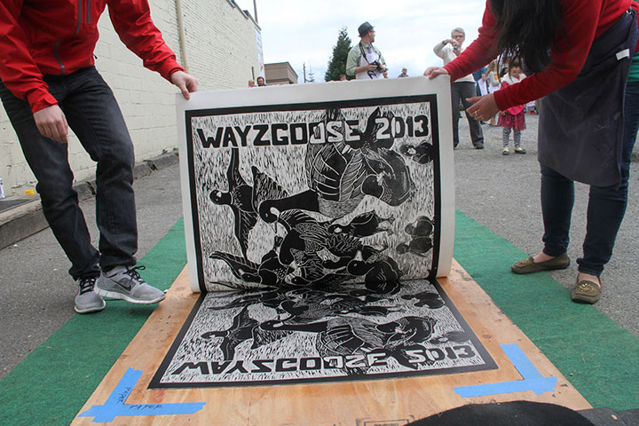 Steamroller print at the 2013 Tacoma Wayzgoose
