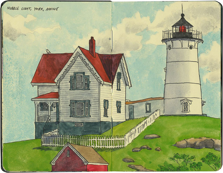 Nubble Lighthouse sketch by Chandler O'Leary