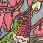 Detail of Anna's Hummingbird card by Chandler O'Leary