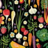 Detail of fruits & veggies pattern illustration by Chandler O'Leary
