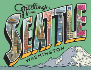 Greetings from Seattle card by Chandler O'Leary