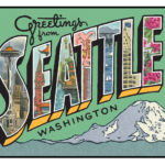 Detail of "Greetings From Seattle" illustration by Chandler O'Leary