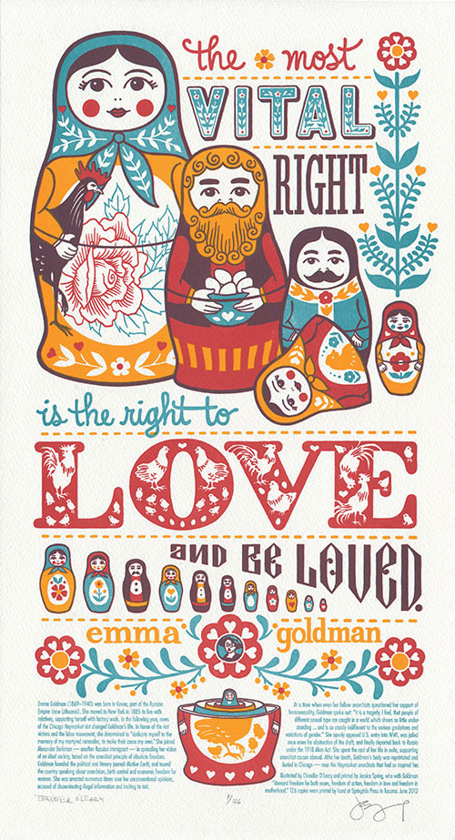 "Love Nest" letterpress broadside by Chandler O'Leary and Jessica Spring