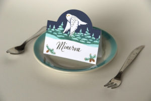 Winter Owl pop-up place cards by Chandler O'Leary