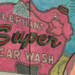 Elephant Car Wash sketchbook print by Chandler O'Leary