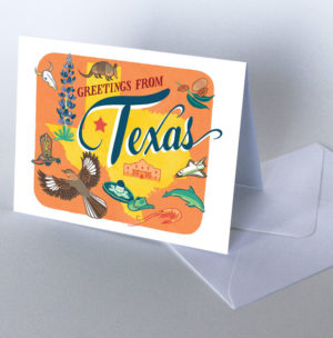 Texas card from the 50 States series illustrated and hand-lettered by Chandler O'Leary